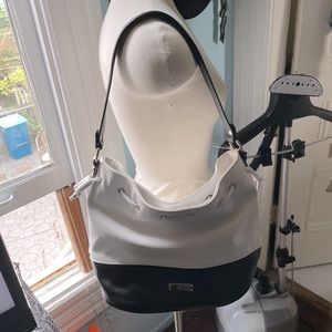 INC White/Black Bucket Tote